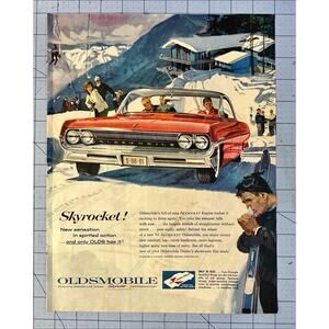 Oldsmobile Skyrocket-Ski Lodge-Ski Slope-Print Ad 1961